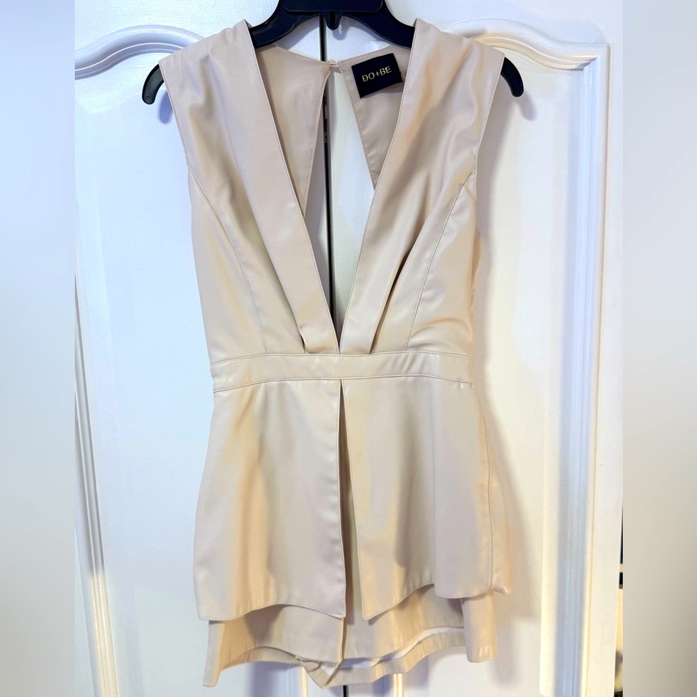 DO+BE Cream Sleeveless leather  Romper
